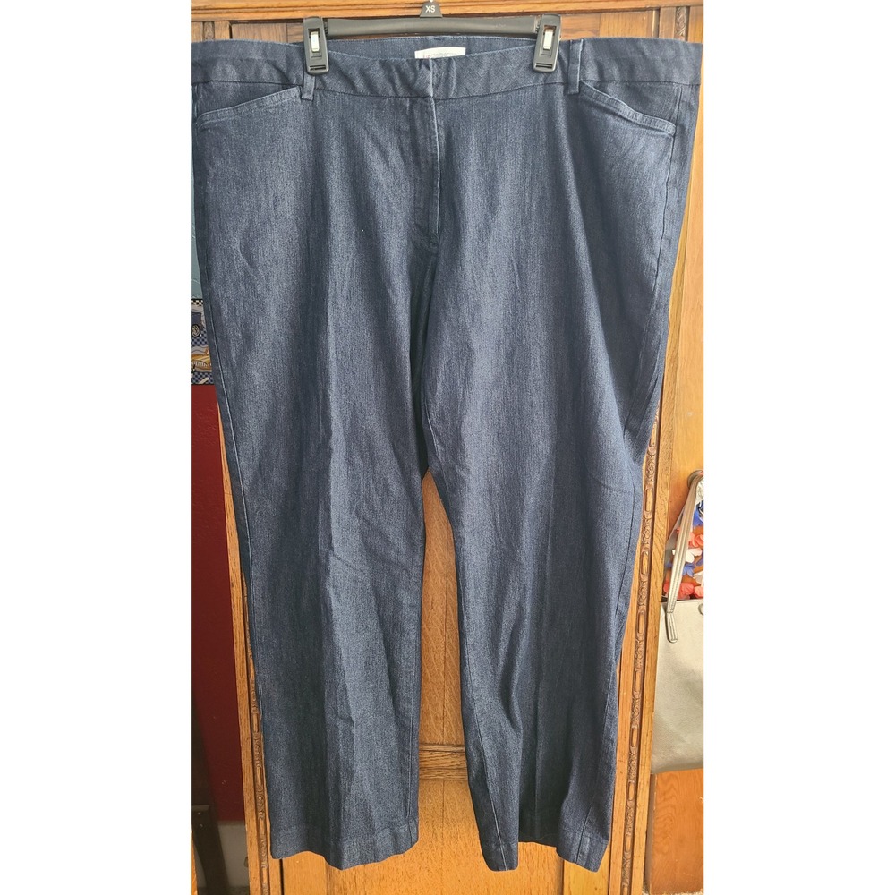 Liz Claiborne Audra Dark Wash Straight Leg Pants Womens 22W Blue Stretch Denim